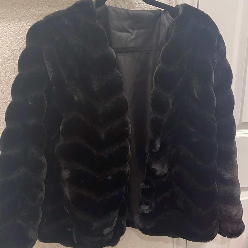Black Faux Fur Waist Coat